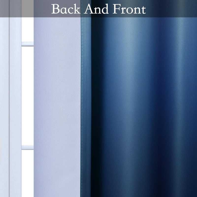 SimpleHome Ombre Room Darkening Curtains for Boys Bedroom, Gradient Grey White to Blue Light Blocking Thermal Insulated Grommet Window Curtains/Drapes for Living Room,2 Panels, 52x72 inches Length - Image 3